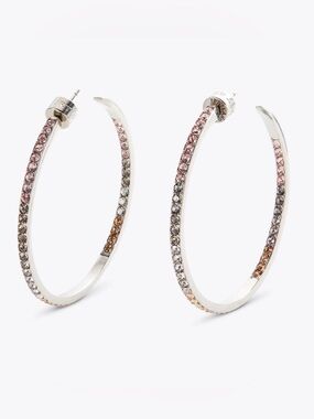 Kurt Geiger Big Rainbow 🌈 Ombre Crystal Hoop Earrings W/Dusty🌼New without Tags
